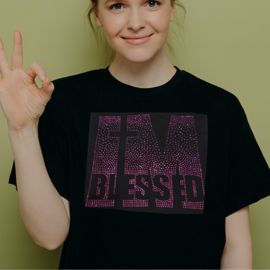I'm Blessed Rhinestone Soft Cotton Tee, Faith Based, Christian, Inspirational, Motivational