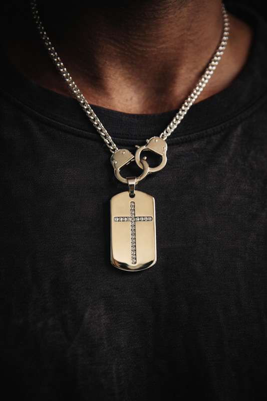 Cuffed 2 the Cross Necklace 100% Stainless Steel working handcuffs
