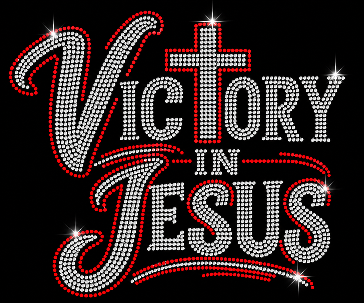 Victory in Jesus Double-Sided Rhinestone Tee 3,500+ Rhinestones